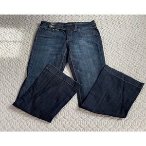 Women’s White House Black Market Noir Wide Leg Flare Denim Jeans Dark Wash 8